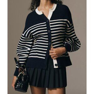 Maeve Blouson Sleeve Crew-Neck Cardigan Sweater S